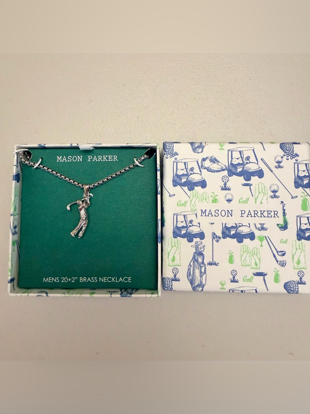 Men’s Silver Golf Golfer Pendant Necklace